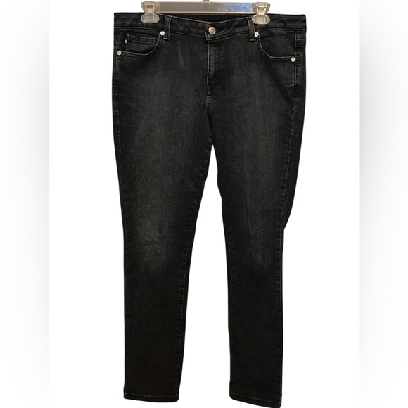 Michael Kors Dark Wash Skinny Jeans in Stretch Cotton Poly Blend Fabric - Picture 1 of 15